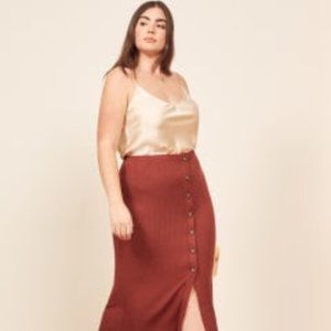 Reformation Rosie skirt in rust